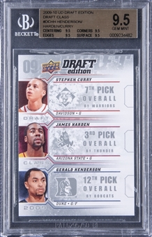 2009-10 Upper Deck Draft Edition Draft Class #DCHH Stephen Curry, James Harden, Gerald Henderson Rookie Card - BGS GEM MINT 9.5 (True Gem)